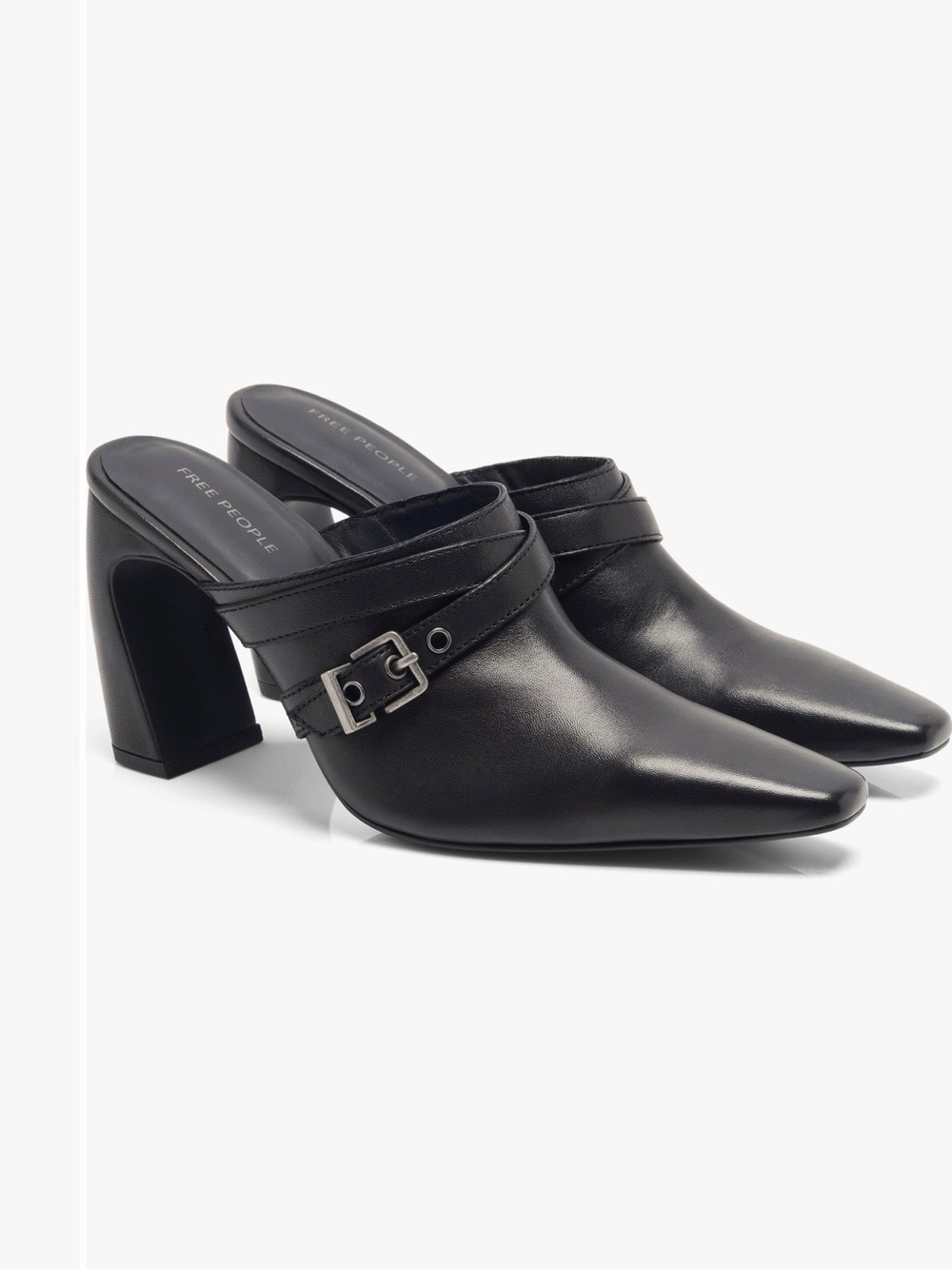 Free People Date Night Black Leather Mule NWOT